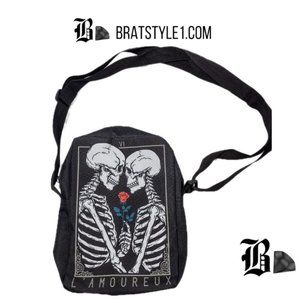 lovers skeletons messenger bag style purse crossbody bag